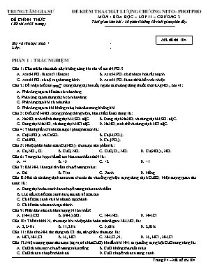 Đề kiểm tra chất lượng Chương II môn Hóa học Lớp 11 - Mã đề 104